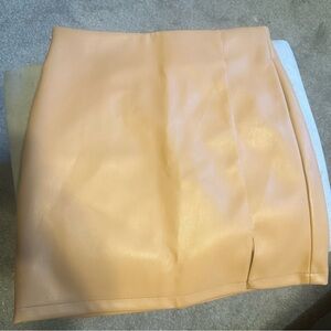Tan Faux Leather Skirt